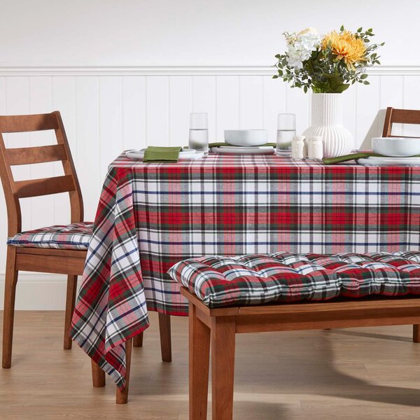 Homescapes Red Tartan Bench Seat Pad Cushion 3 Seater