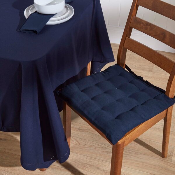 Homescapes Plain Cotton Navy Blue Tablecloth, 70 Inches Round