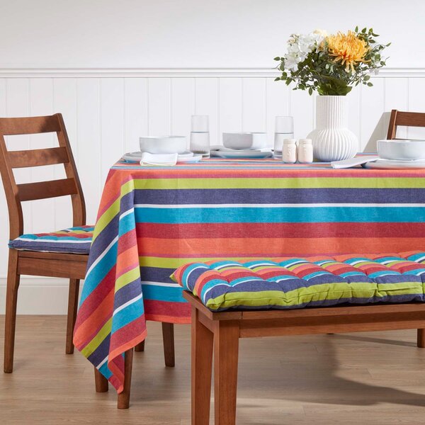 Homescapes Multi Stripe Bench Seat Pad Cushion 2 Seater