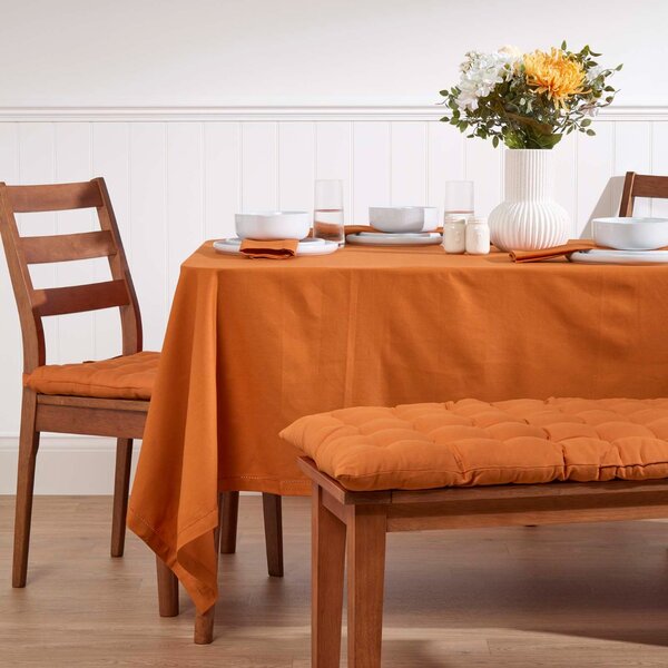 Burnt Orange Kitchen Dining Garden Bench Seat Pad Cushion, 2 Seater