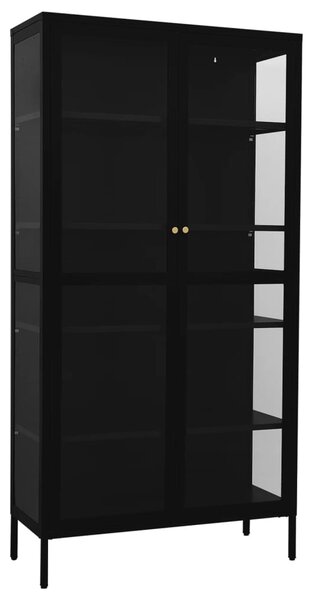 Display Cabinet Black 90x40x180 cm Steel and Tempered Glass