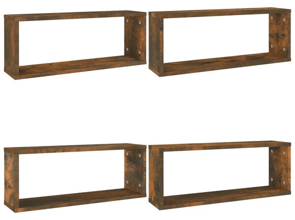 Wall Cube Shelves 4 pcs Smoked Oak 60x15x23 cm Engineered Wood