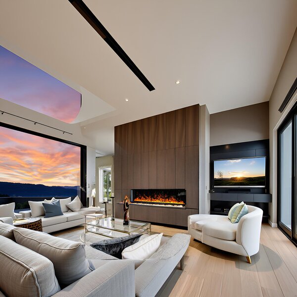 Built-in 3D Electric Fireplace Insert with Water Vapour, LED, with APP, ElectricSun MISTique medium 100 cm