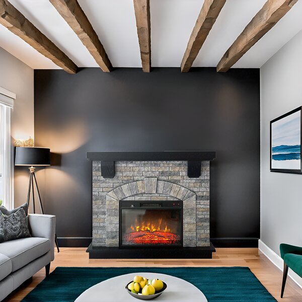 Electric fireplace ElectricSun GREYSTONE free standing electric fires, with Sound Effect, 3 Colour, with APP, W115xH102cm