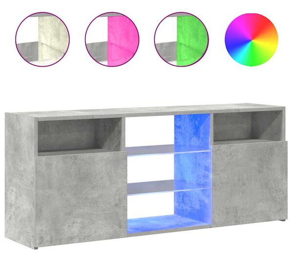 TV Cabinet with LED Lights Concrete Grey 120x30x50 cm