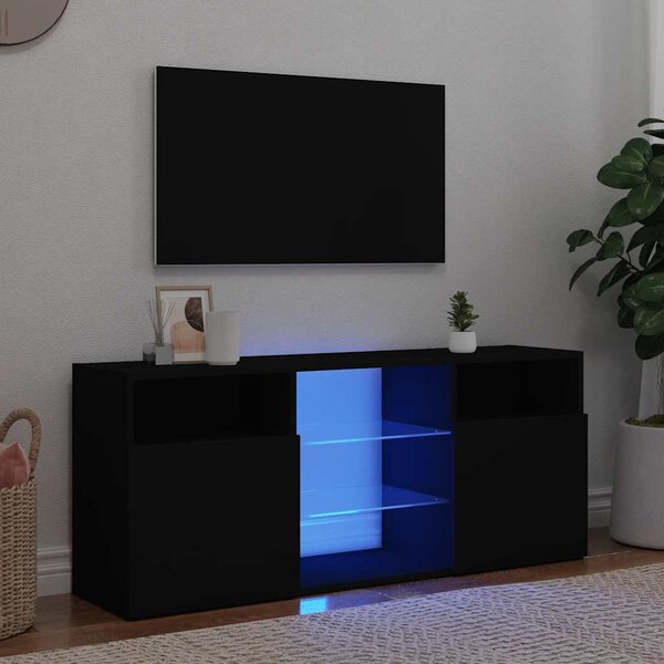 TV Cabinet with LED Lights Black 120x30x50 cm