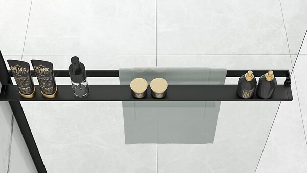Towel rail shelf EVO BLACK for shower walls