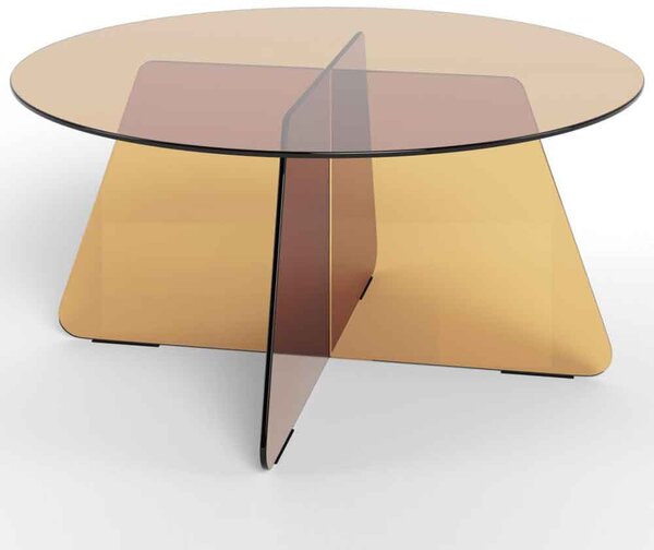 Selbyville Glass Round Coffee Table - Brown