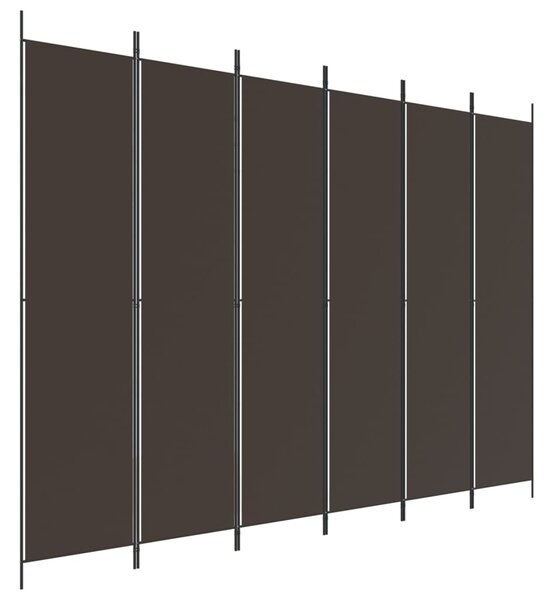 6-Panel Room Divider Brown 300x220 cm Fabric