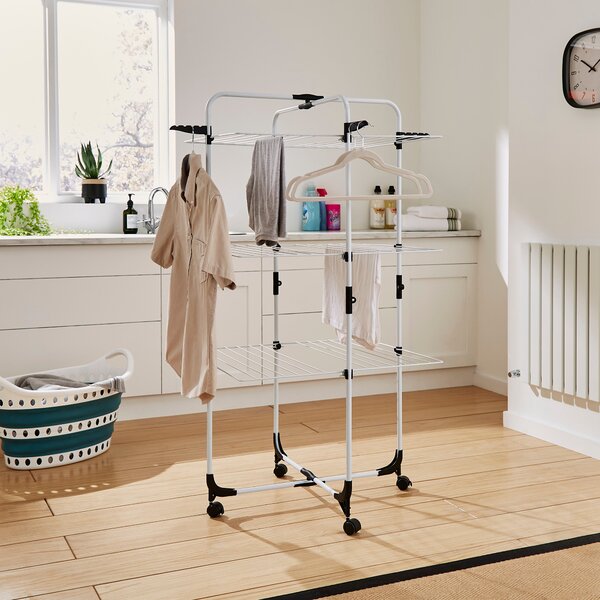 3 Tier Foldable Tower Clothes Airer White