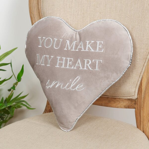 Amore Heart Shaped Cushion Warm Grey