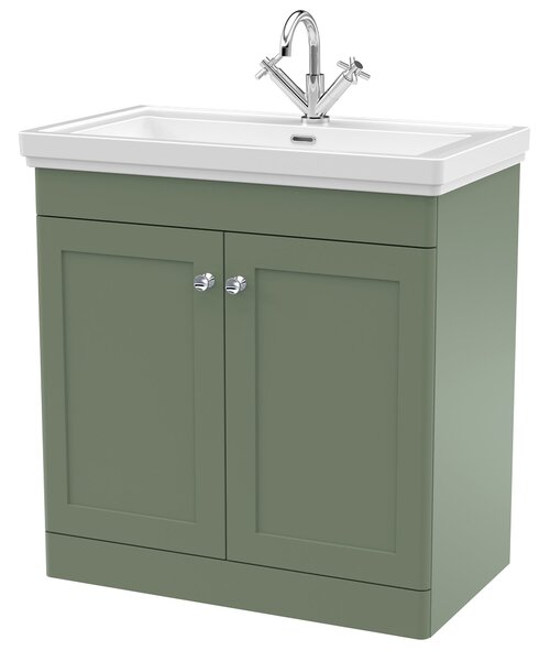 Classique Floor Standing 2 Door Vanity Unit with Basin Satin Green