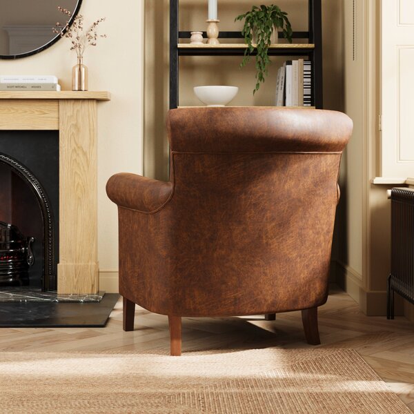 Alba Relaxed Faux Leather Occasional Armchair, Tan