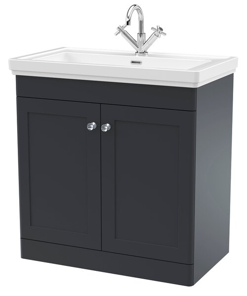 Classique Floor Standing 2 Door Vanity Unit with Basin Soft Black