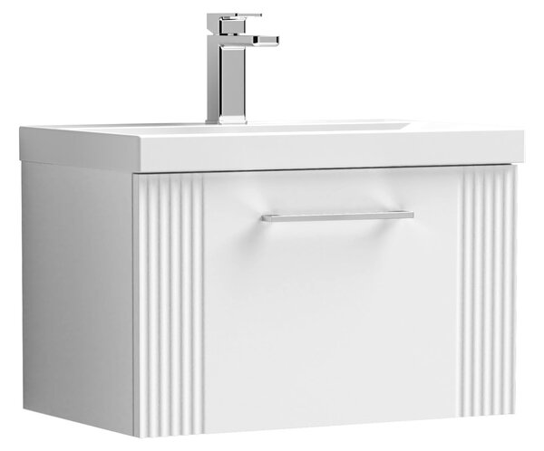 Deco Wall Mounted Single Drawer Vanity Unit with Basin Satin White