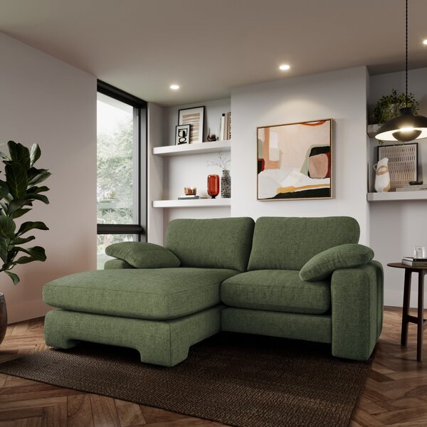 Magnus Soft Textured Chenille Corner Chaise Sofa Soft Textured Chenille Soft Green