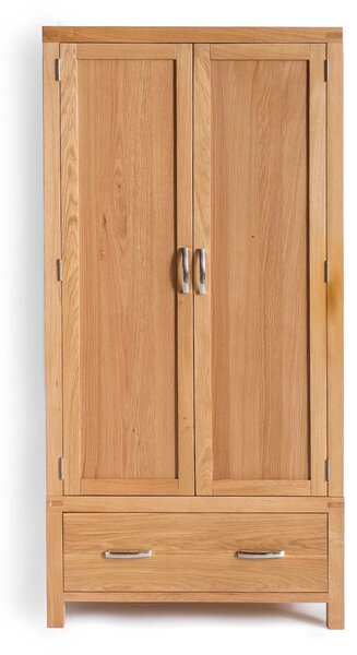 Abbey Light Oak 2 Door Double Wardrobe with Drawer | Roseland