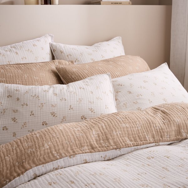 Cotton Muslin Sprig Floral Duvet Cover & Pillowcase Set