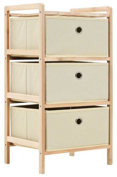 Storage Racks with 3 Fabric Baskets 2 pcs Beige Cedar Wood