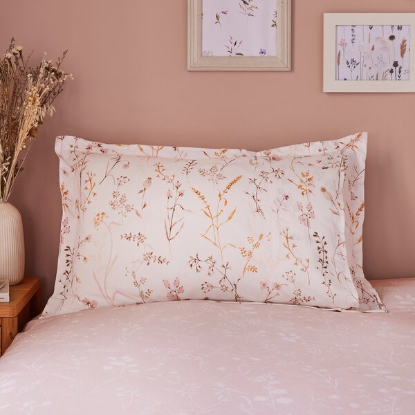 Freya Stem Floral 144 Thread Blush Count Cotton Oxford Pillowcase