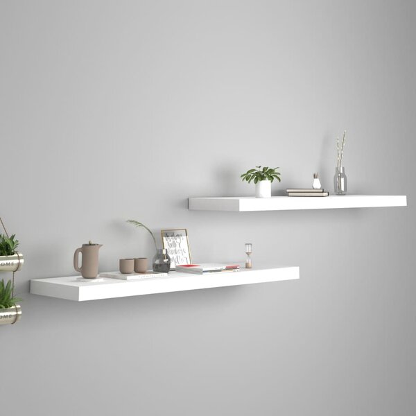 Floating Wall Shelves 2 pcs White 90x23.5x3.8 cm MDF