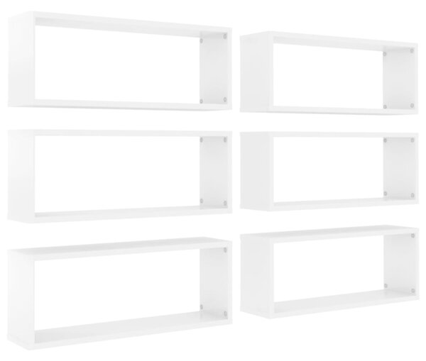 Wall Cube Shelf 6 pcs High Gloss White 60x15x23 cm Engineered Wood