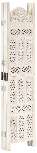 Hand carved 5-Panel Room Divider White 200x165 cm Solid Mango Wood