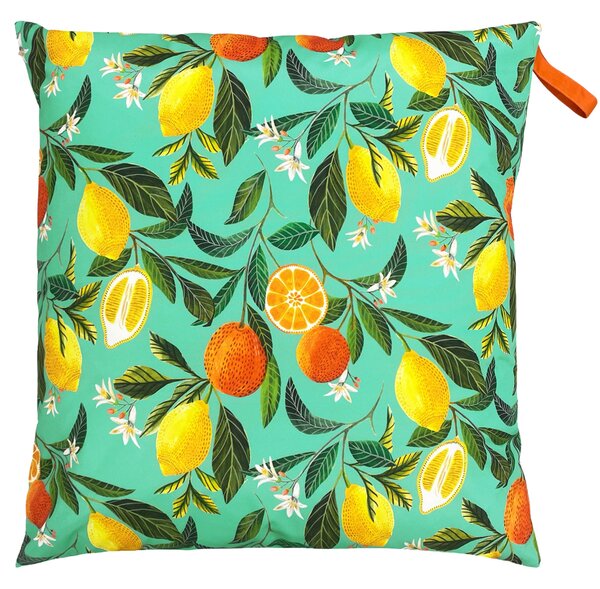 Orange Blossom Outdoor Floor Cushion Orange/Green/White