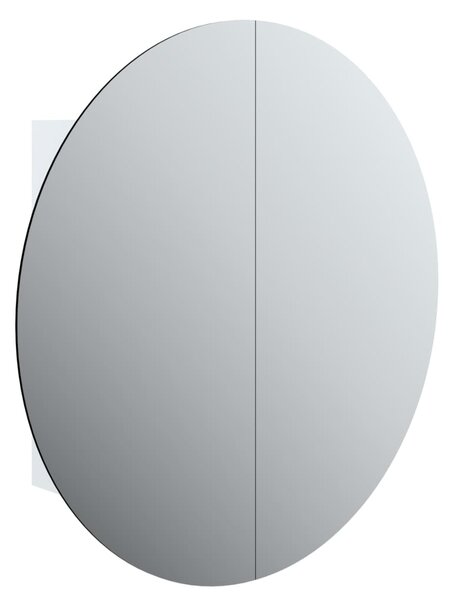 Bathroom Cabinet with Round Mirror&LED White 54x54x17.5 cm