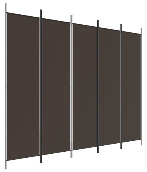 5-Panel Room Divider Brown 250x200 cm Fabric