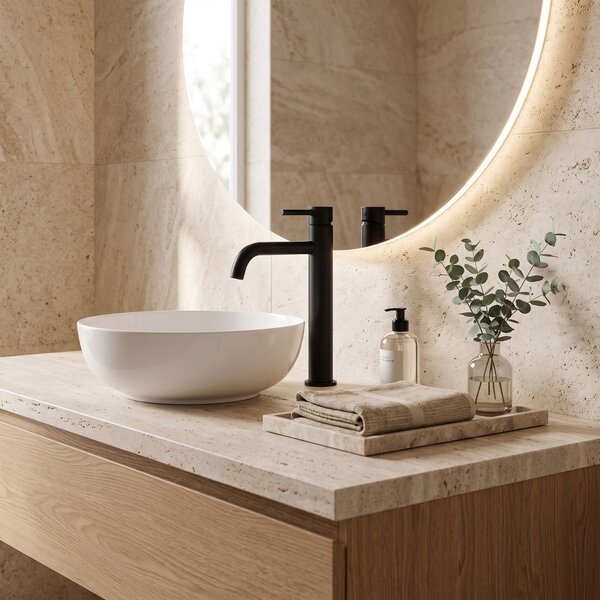 Bathroom faucet Rea Lungo Black High