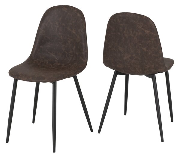 Athens Set of 2 Dining Chairs Brown PU Brown
