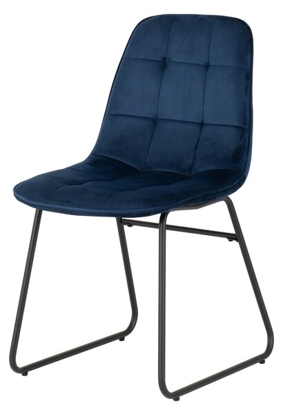 Lukas Set of 2 Dining Chairs, Velvet Navy Blue