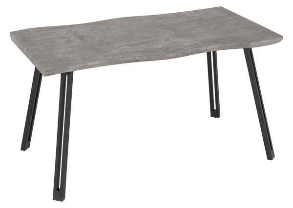 Quebec Wave 4 Seater Rectangular Dining Table, Grey Concrete Effect Grey