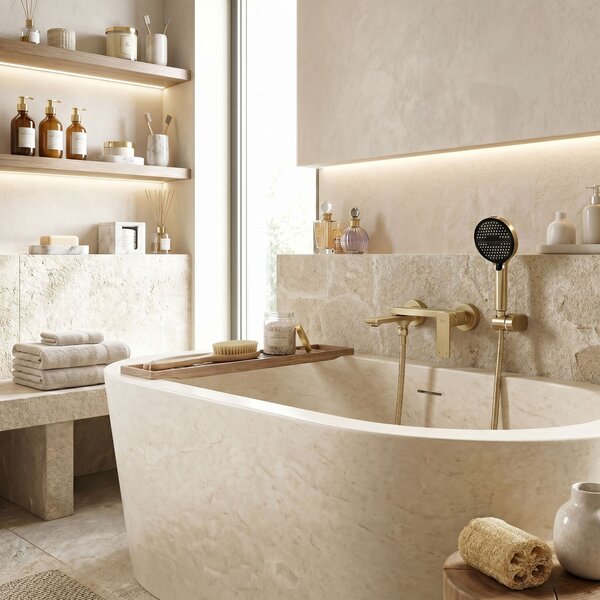 Bath faucet PREMIUM REA Prime Gold Brush