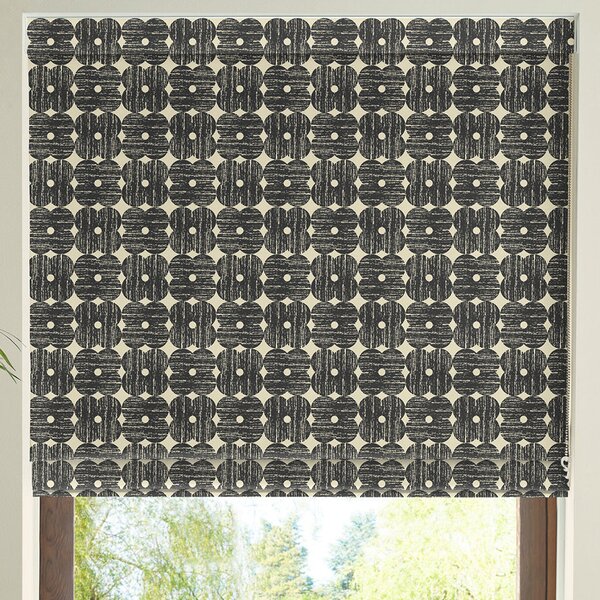 Orla Kiely Textured Flower Made To Measure Roman Blind Charcoal