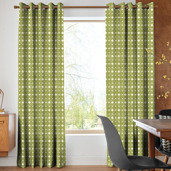 Orla Kiely Textured Flower Made To Measure Curtains Olive