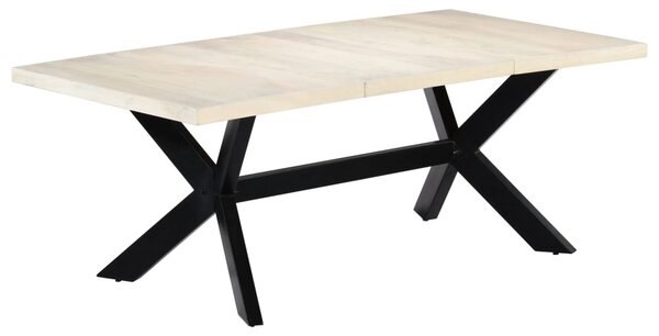 Dining Table White 200x100x75 cm Solid Mango Wood