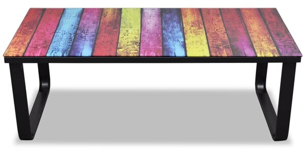 Coffee Table with Rainbow Printing Glass Top