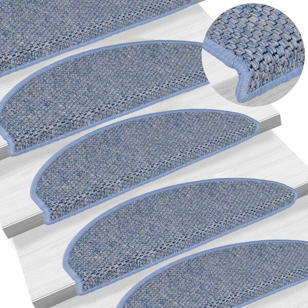 Stair Mats Self-adhesive Sisal-Look 15 pcs 56x17x3 cm Blue