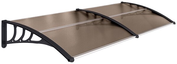 Outsunny Waterproof 75 x 195 cm Curved Door Window Awning Canopy, Polycarbonate Cover Front Door Patio, UV Rain Snow Protection Shelter Aosom UK
