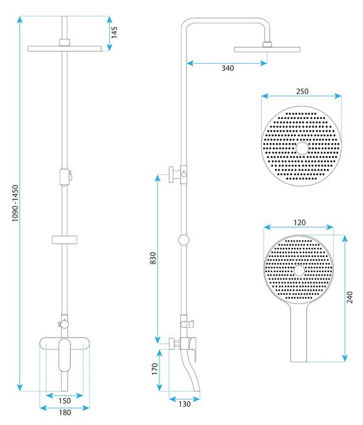 Shower set REA DROP Brush Copper