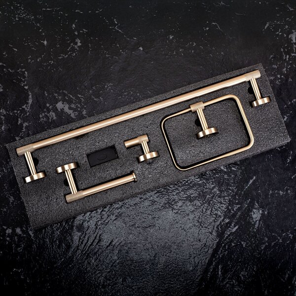 Bathroom Accessories Set GRID Brush Gold 4 Pieces
