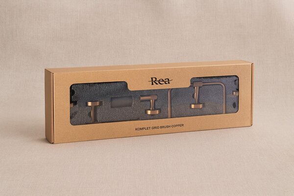 Bathroom Accessories Set GRID Brush Copper 4 Pieces
