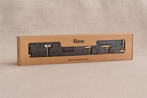 Bathroom Accessories Set Ari Brush Gold 4 Pieces
