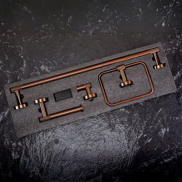 Bathroom Accessories Set GRID Brush Copper 4 Pieces