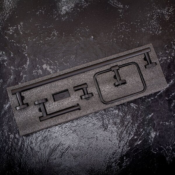 Bathroom Accessories Set GRID Black 4 Pieces
