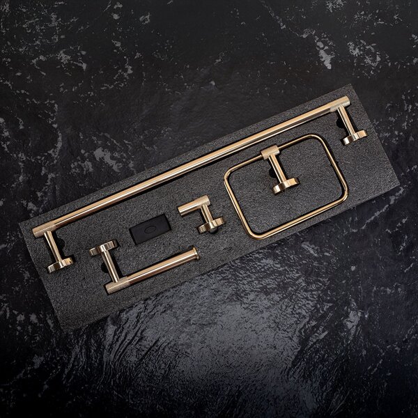 Bathroom Accessories Set GRID Gold 4 Pieces