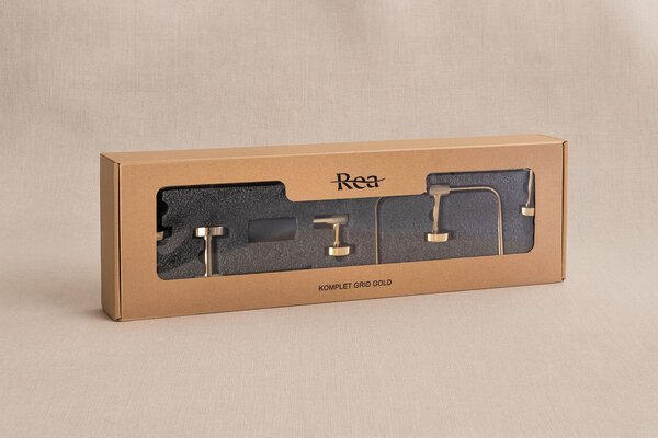 Bathroom Accessories Set GRID Gold 4 Pieces