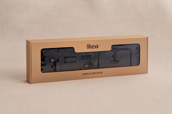 Bathroom Accessories Set GRID Black 4 Pieces